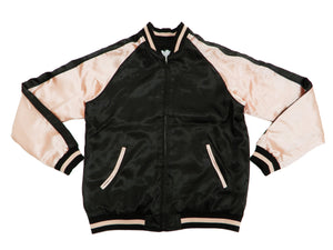 Japanesque Men's Japanese Souvenir Jacket koi fish Embroidered Sukajan 3RSJ-022 Black/Pink