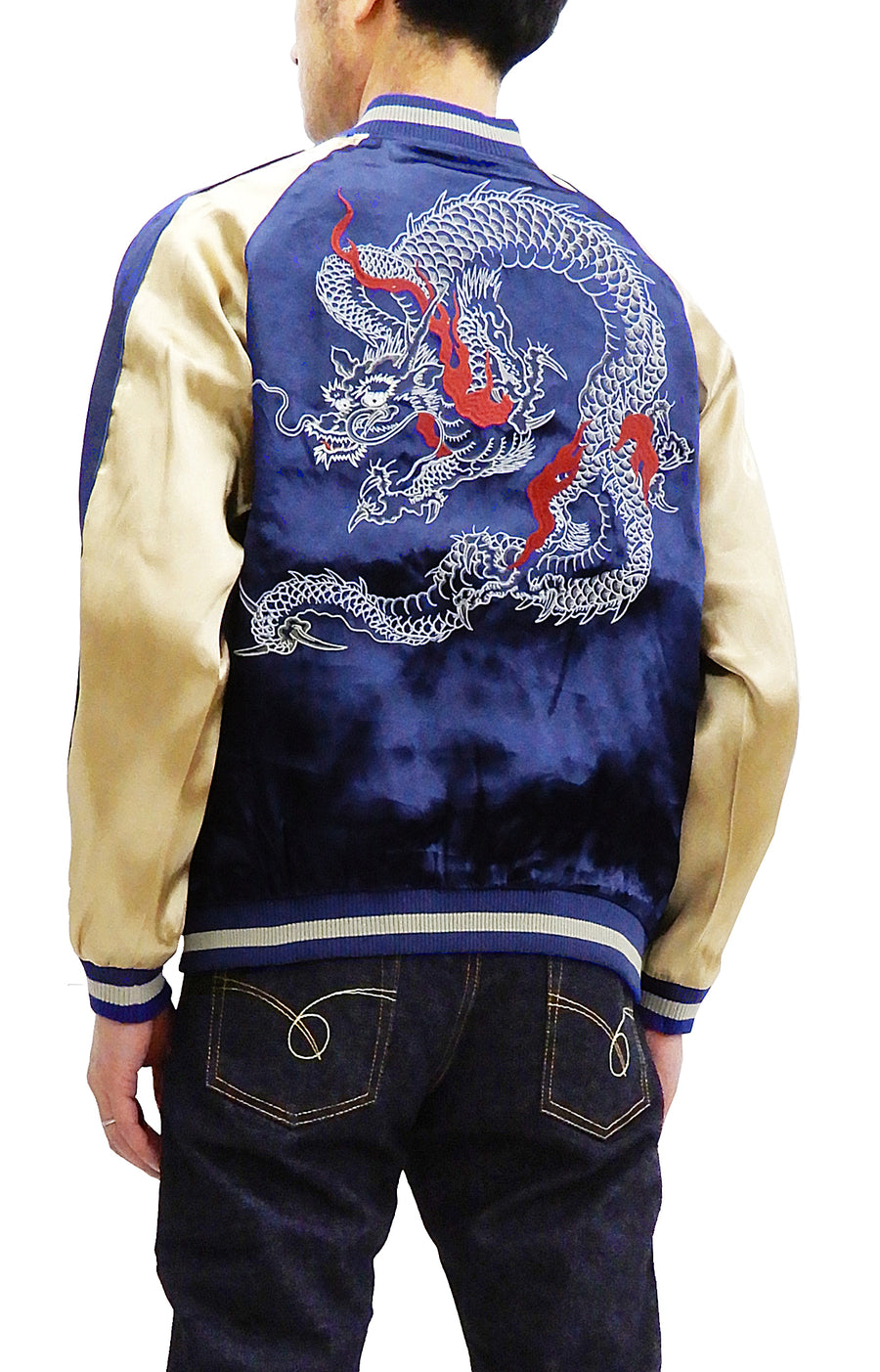 Japanesque Men's Japanese Souvenir Jacket Dragon Sukajan