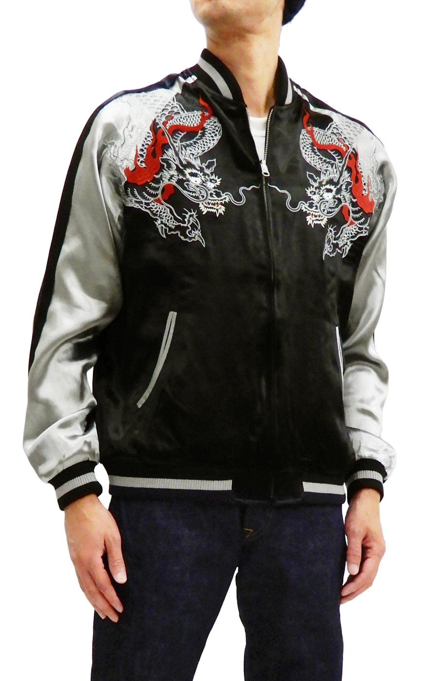 dragon embroidered bomber jacket