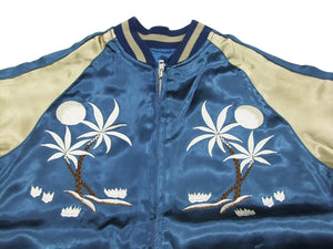 Japanesque Japanese Souvenir Jacket 3RSJ-026 Hawaii Men's Sukajan Blue/Beige