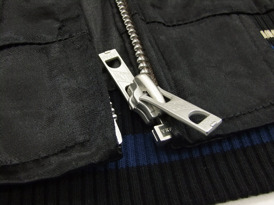 Japanesque Japanese Souvenir Jacket 3RSJ-028 Dragon Tiger Men's Sukajan Black/Navy-Blue