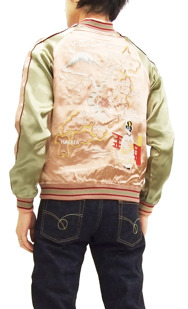 Japanesque Japanese Souvenir Jacket 3RSJ-029 Japan map Men's Sukajan P ...
