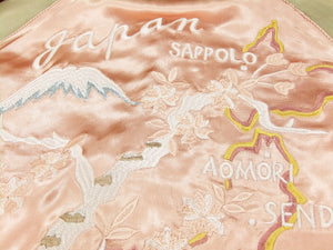 Japanesque Japanese Souvenir Jacket 3RSJ-029 Japan map Men's Sukajan Pink/Gold
