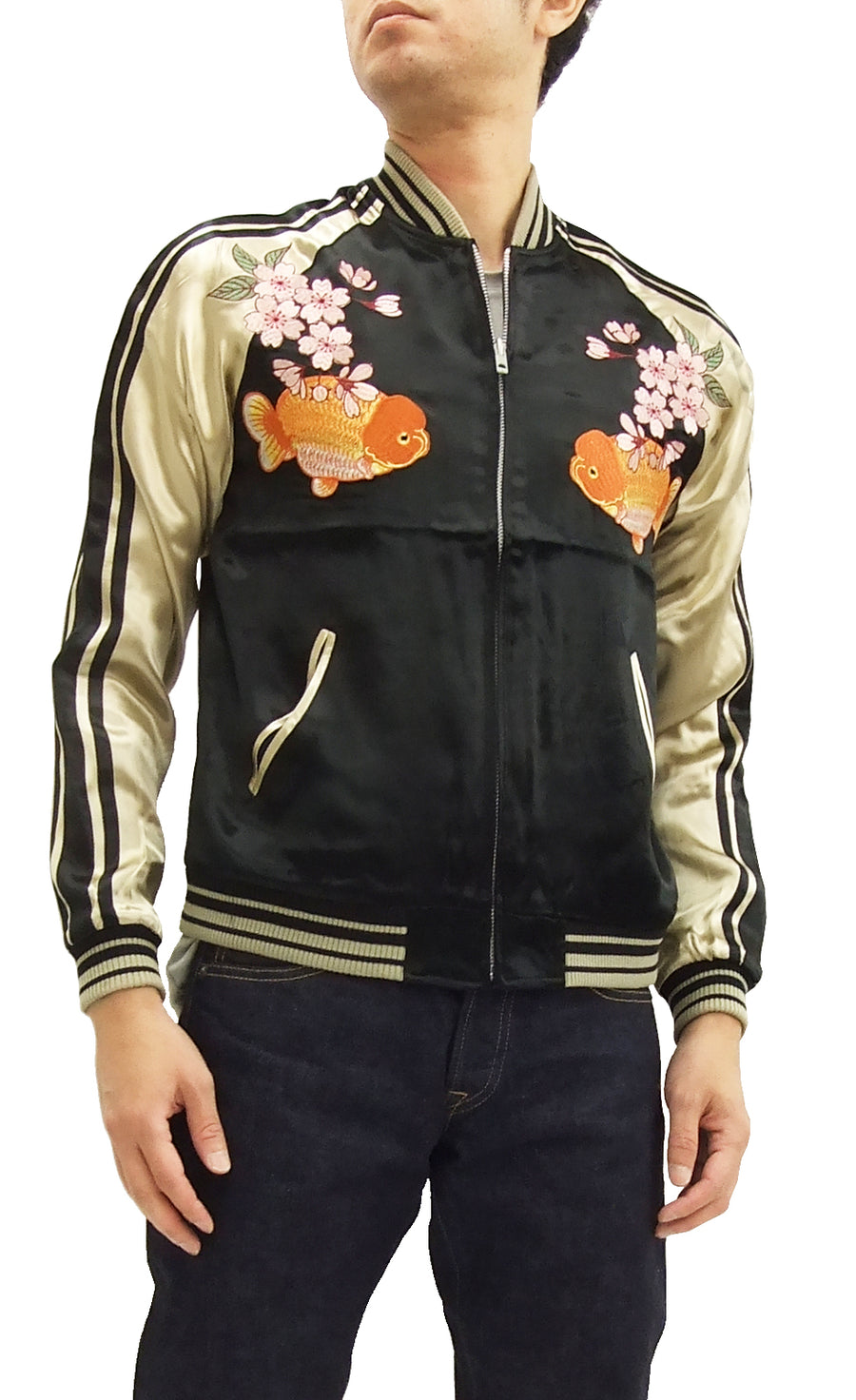 Japanesque Men's Japanese Souvenir Jacket Goldfish Embroidery Sukajan –  RODEO-JAPAN Pine-Avenue Clothes shop