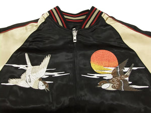 Japanesque Script Japanese Souvenir Jacket 3RSJ-034 Sparrows Men's Sukajan Black/Gold