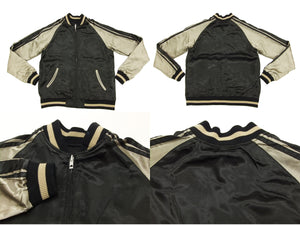 Japanesque Script Japanese Souvenir Jacket 3RSJ-036 Penguin Men's Sukajan Black/Gold