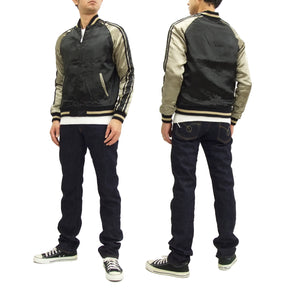 Japanesque Script Japanese Souvenir Jacket 3RSJ-036 Penguin Men's Sukajan Black/Gold