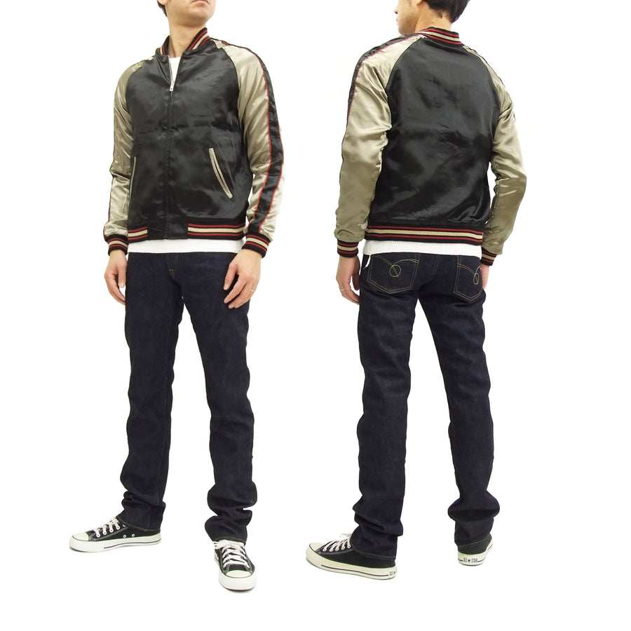 Japanesque Script Japanese Souvenir Jacket 3RSJ-037 Rabbit Men's Sukajan Black/Gold