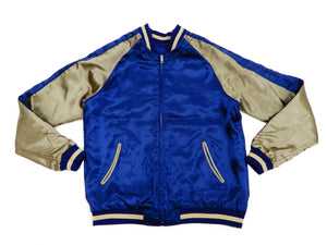 Japanesque Men's Japanese Souvenir Jacket Whale Breach Sukajan 3RSJ-041 Navy-Blue/Beige