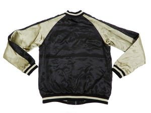Japanesque Men's Japanese Souvenir Jacket Whale Breach Sukajan 3RSJ-041 Black/Beige