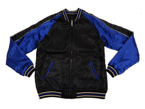 Japanesque Men's Japanese Souvenir Jacket Koi Fish Sukajan 3RSJ-047 Black/Navy-Blue