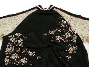 Japanesque Sukajan Men's Japanese Souvenir Jacket Cherry Blossom 3RSJ-301 Black/Beige