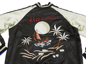Japanesque Men's Japanese Souvenir Jacket Hawaii Reversible Sukajan 3RSJ-553 Black/Beige