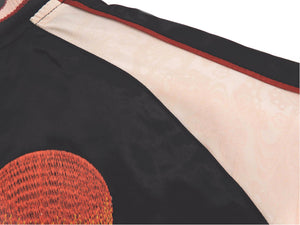 Japanesque Sukajan Men's Japanese Souvenir Jacket Japanese Bush Warbler 3RSJ-751 Black/Pink