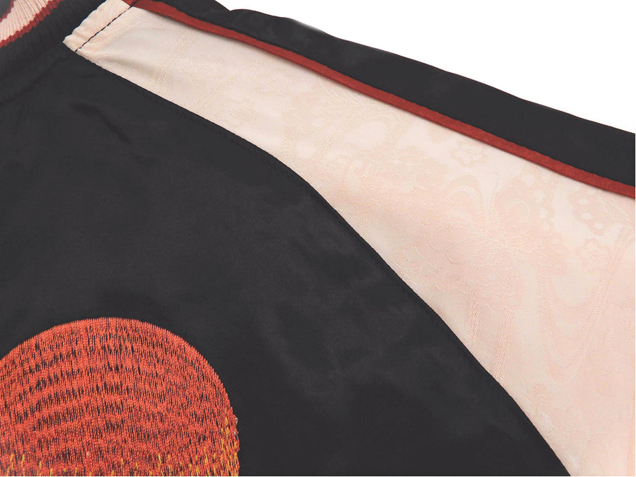 Japanesque Sukajan Men's Japanese Souvenir Jacket Japanese Bush Warbler 3RSJ-751 Black/Pink