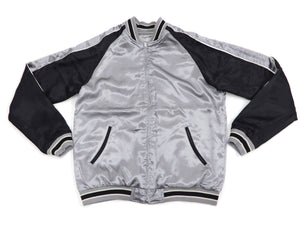 Japanesque Sukajan Men's Japanese Souvenir Jacket Japanese Bush Warbler 3RSJ-751 Gray/Black
