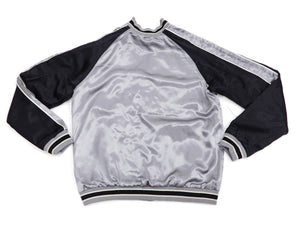 Japanesque Sukajan Men's Japanese Souvenir Jacket Japanese Bush Warbler 3RSJ-751 Gray/Black