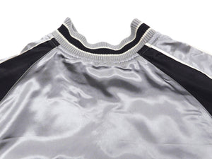 Japanesque Sukajan Men's Japanese Souvenir Jacket Japanese Bush Warbler 3RSJ-751 Gray/Black