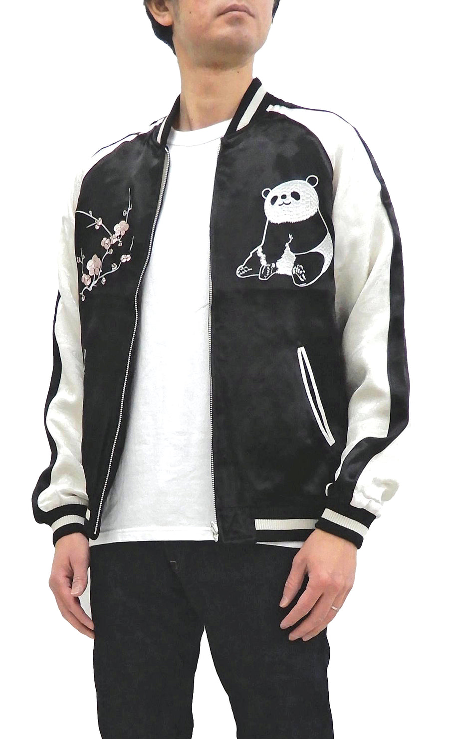 Japanesque Sukajan Panda Jacket Men's Japanese Souvenir Jacket 3RSJ-755 Black/Off
