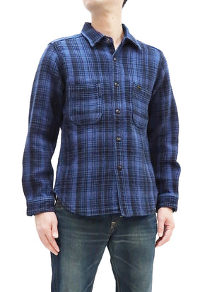 Studio D'artisan Shirt Jacket Men's Snap Front Plaid Flannel Shirt-Jac Shacket 4555 Indigo TASOGARE