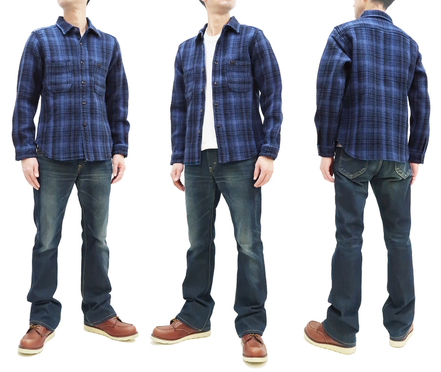 Studio D'artisan Shirt Jacket Men's Snap Front Plaid Flannel Shirt-Jac Shacket 4555 Indigo TASOGARE