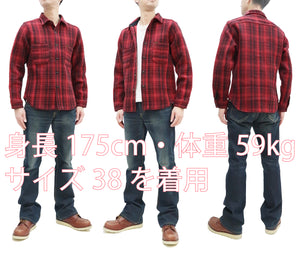 Studio D'artisan Shirt Jacket Men's Snap Front Plaid Flannel Shirt-Jac Shacket 4555 Red HINODE
