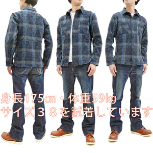 Studio D'artisan Shirt Noragi Boro Style Men's Long Sleeve Sashiko Shirt 5651 Blue