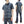 Studio D'artisan Men's Noragi-Style Sashiko Jacquard Short Sleeve Shirt, Boro-Inspired Heavyweight Japanese Workwear Button-Up Shirt, Made in Japan (SDA 5657, Blue)