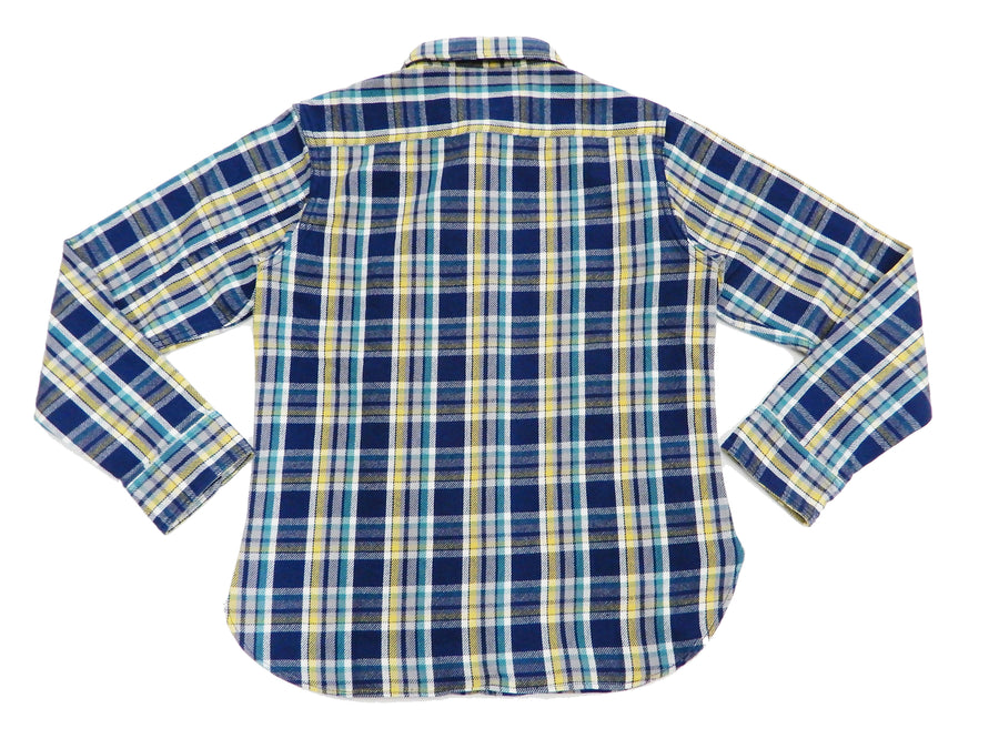 Studio D'artisan Shirt Men's Pre-dyed Yarns Long Sleeve Plaid Flannel Shirt 5665 Blue