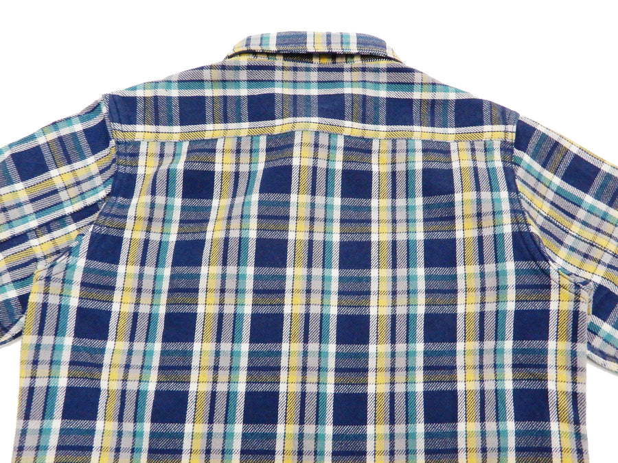Studio D'artisan Shirt Men's Pre-dyed Yarns Long Sleeve Plaid Flannel Shirt 5665 Blue