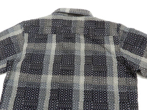 Studio D'artisan Shirt Noragi Boro Style Men's Short Sleeve Sashiko Shirt 5667 Black