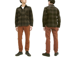 Studio D'artisan Plaid Flannel Shirt Men's Amami Dorozome Mud Dyed Long Sleeve Work Shirt 5678-DORO Drak-Brown