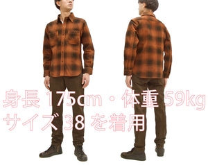 Studio D'artisan Plaid Flannel Shirt Men's Amami Dorozome Mud Dyed Long Sleeve Work Shirt 5678-DORO Brown