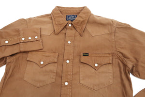Studio D'artisan Shirt Men's Kusaki Zome Natural Plant Dyed Long Sleeve Western Snap Shirt 5680 Brown Kakishibu Persimmon Tannin Dye