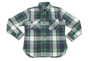 Studio D'artisan Plaid Flannel Shirt Men's Heavyweight Long Sleeve Button Up Work Shirt 5685 Green Plaid