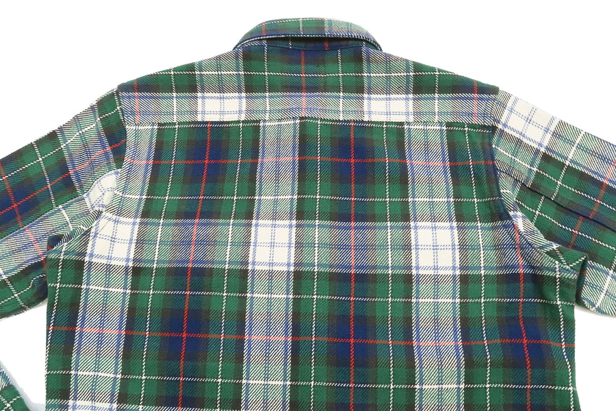 Studio D'artisan Plaid Flannel Shirt Men's Heavyweight Long Sleeve Button Up Work Shirt 5685 Green Plaid
