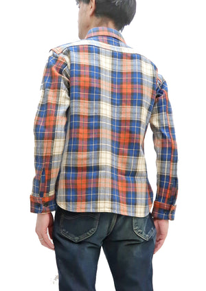 Studio D'artisan Plaid Flannel Shirt Men's Heavyweight Long Sleeve Button Up Work Shirt 5685 Orange Plaid