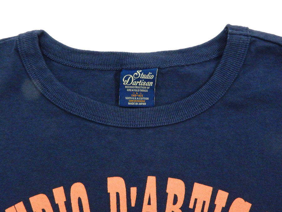 Studio D'artisan T-shirt Men's Short Sleeve Printed Graphic Tee 8066B Faded-Dark-Blue