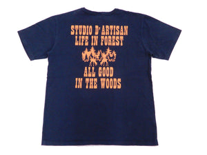 Studio D'artisan T-shirt Men's Short Sleeve Printed Graphic Tee 8066B Faded-Dark-Blue