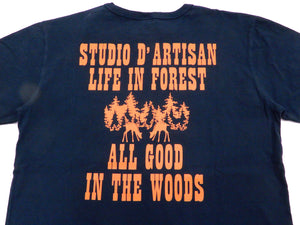 Studio D'artisan T-shirt Men's Short Sleeve Printed Graphic Tee 8066B Faded-Dark-Blue