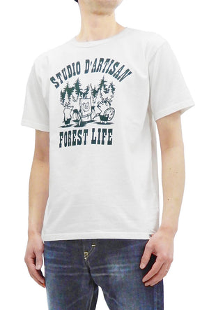 Studio D'artisan T-shirt Men's Short Sleeve Printed Graphic Tee 8066B White