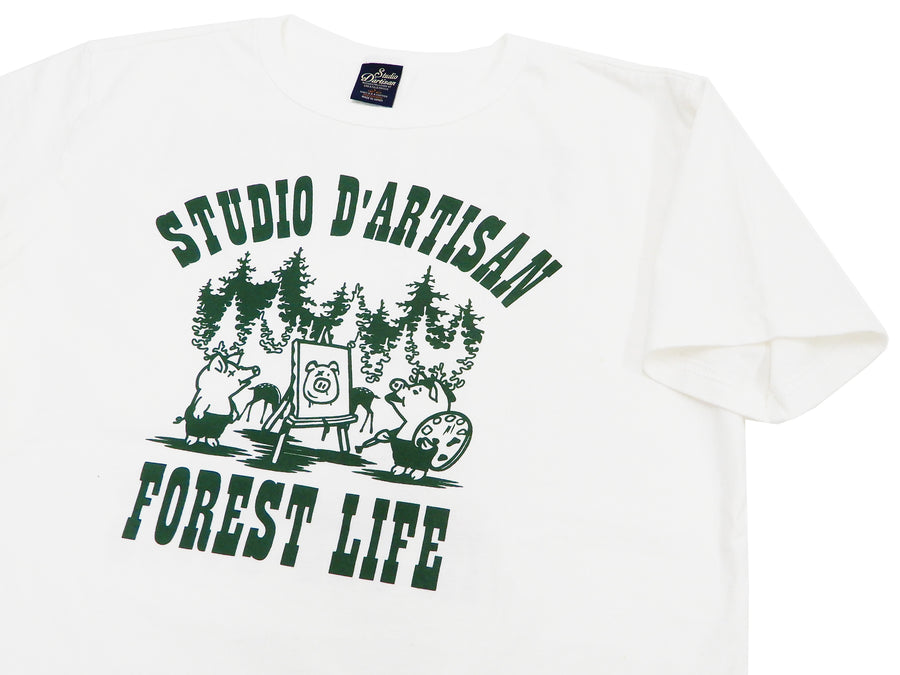Studio D'artisan T-shirt Men's Short Sleeve Printed Graphic Tee 8066B White