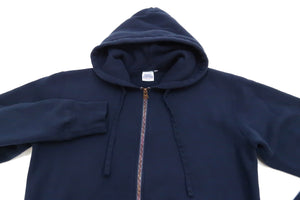 Studio D'artisan Plain Hoodie Men's Solid Zip-Up Hooded Sweatshirt 8087M Navy-Blue