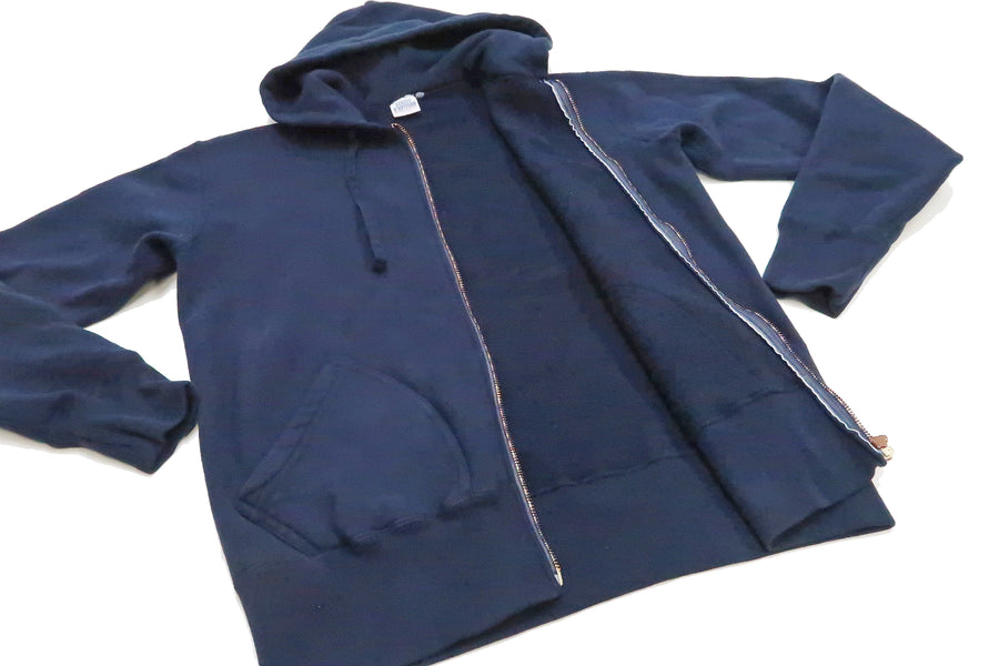 Studio D'artisan Plain Hoodie Men's Solid Zip-Up Hooded Sweatshirt 8087M Navy-Blue