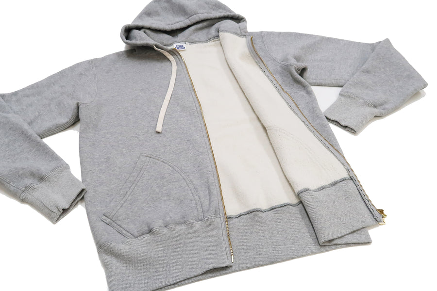 Studio D'artisan Plain Hoodie Men's Solid Zip-Up Hooded Sweatshirt 8087M Heather-Grey