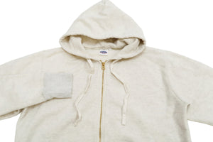 Studio D'artisan Plain Hoodie Men's Solid Zip-Up Hooded Sweatshirt 8087M Oatmeal