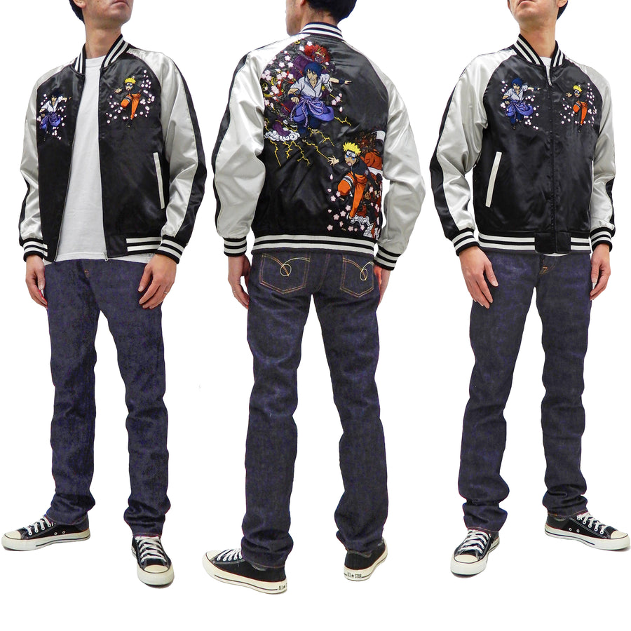 Naruto Jacket Men's Japanese Souvenir Jacket Naruto Shippuden Sukajan 9001823 Black/Off