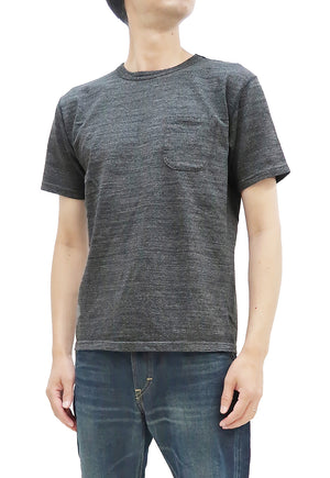 Studio D'artisan Plain T-shirt Men's Short Sleeve Suvin Gold Tsuri-ami Loopwheeled Pocket Tee 9916 Heather-Black