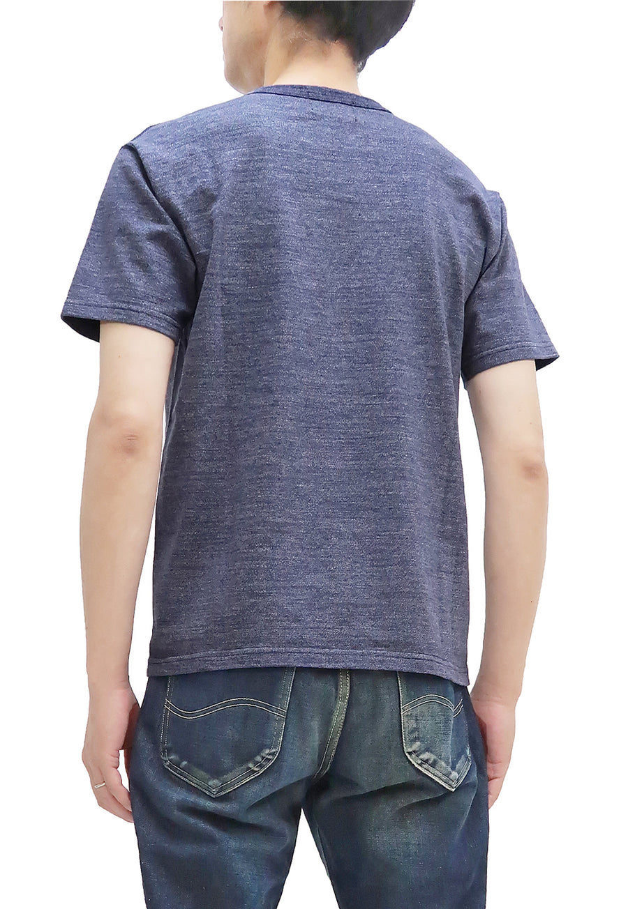 Studio D'artisan Plain T-shirt Men's Short Sleeve Suvin Gold Tsuri-ami Loopwheeled Pocket Tee 9916 Heather-Navy-Blue