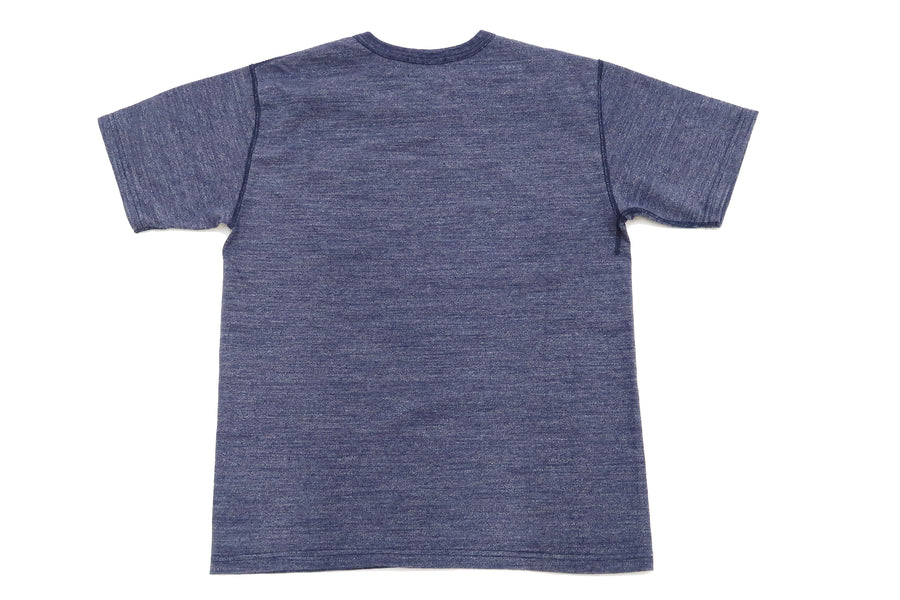 Studio D'artisan Plain T-shirt Men's Short Sleeve Suvin Gold Tsuri-ami Loopwheeled Pocket Tee 9916 Heather-Navy-Blue